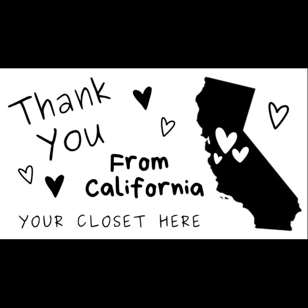 100 Personalized Thank You Thermal Stickers Your State Closet Name Green or Pink